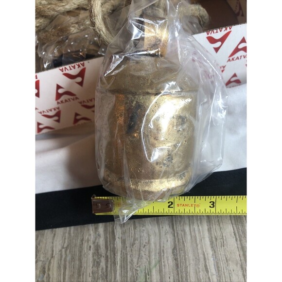 Rustic Tin Metal Cow Bells on Rope Wooden Clapper Christmas Decoration NEW!! - Picture 10 of 11